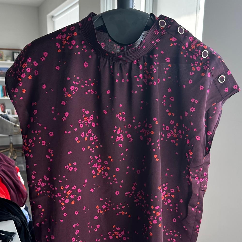 Ann Taylor Purple and Pink Floral Blouse